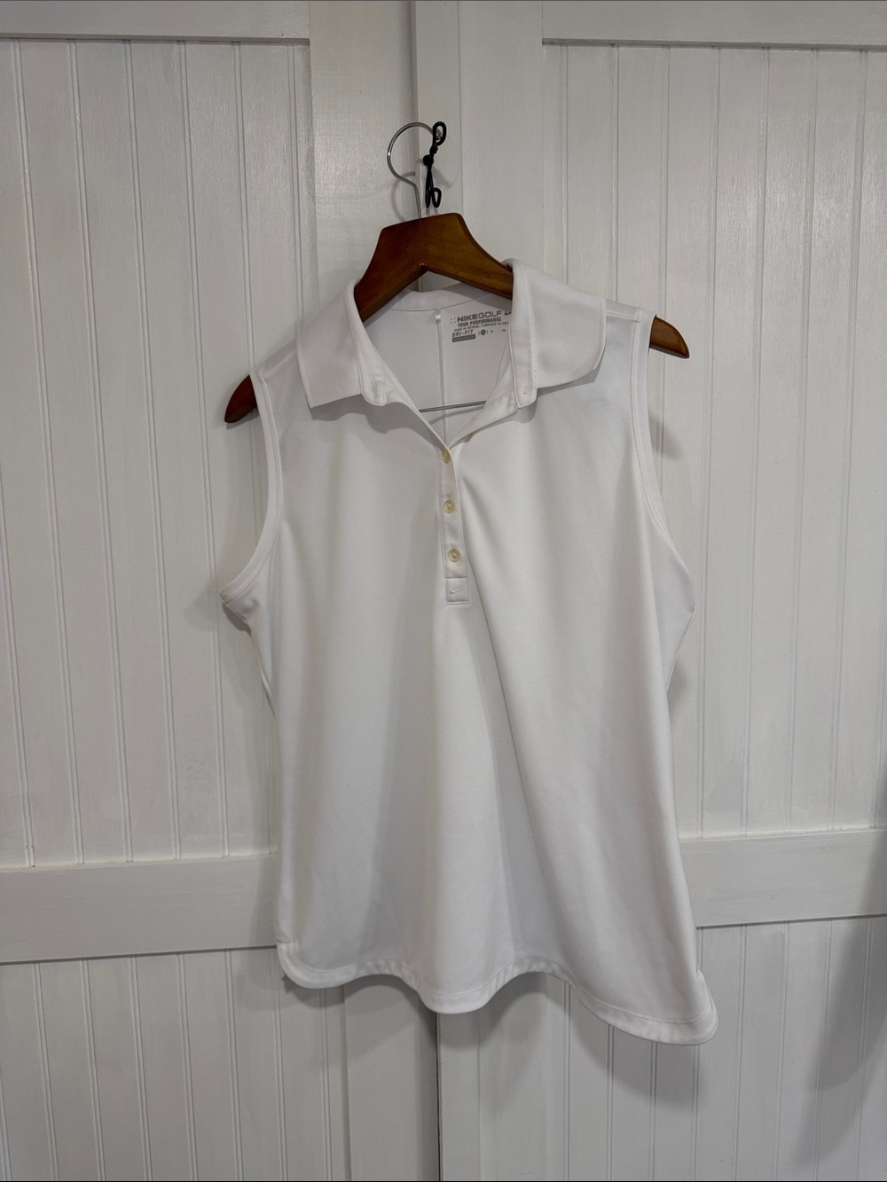 Nike White, dry-fit Sleeveless Polo Tank Top size XL